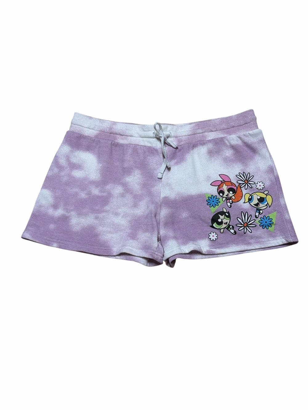 The Powerpuff Girls Shorts Womens L Purple White Tie Dye Pajama Sleep Loungewear